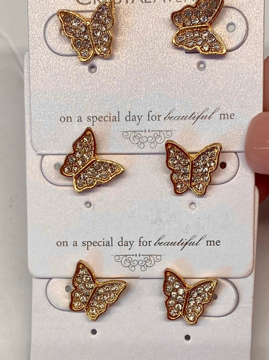 Butterfly Rhinestone Stud Earrings