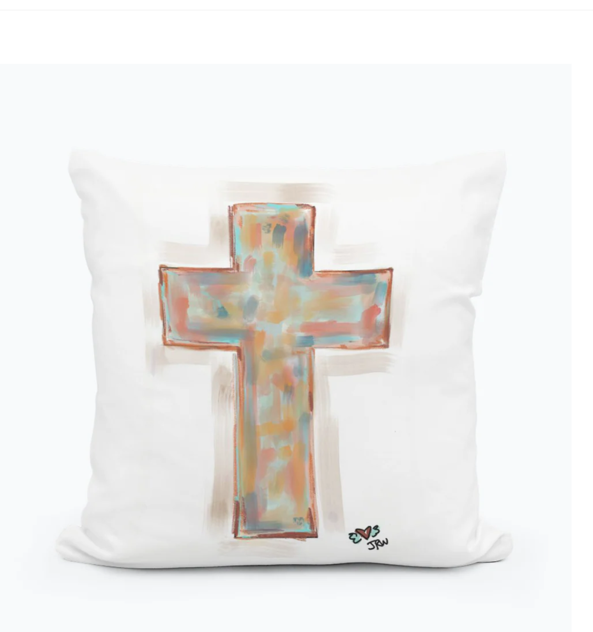 Jennie Watercolor Cross Square Pillow 12x12