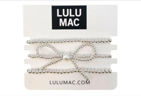 LULU MAC Silver Beaded Bow Bracelet