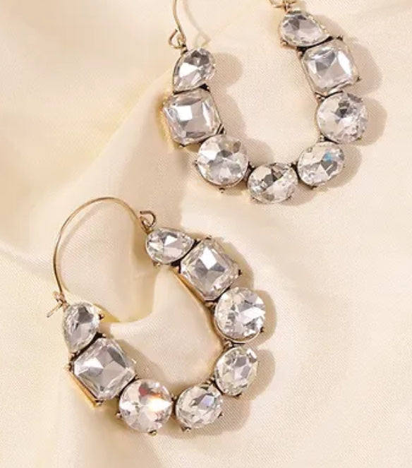 Rhinestone Oval Hoops