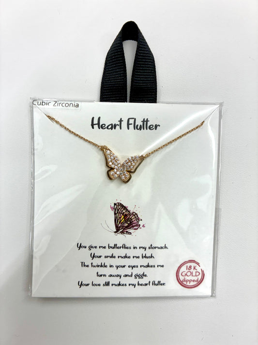 Cubic Zirconia Butterfly Gold Dipped Necklace