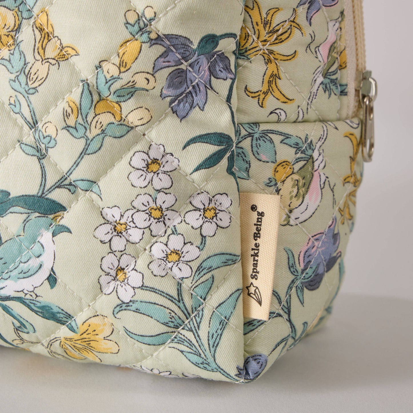 Spring Serenity Floral Quilted Makeup Bag - Toiletry Bag: Set of 3 or buy individual