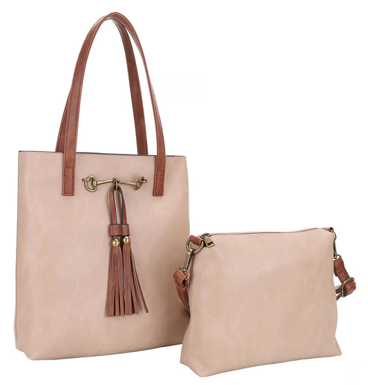 Liz Soto Jane 3272 two in one tote: Almond / Vegan leather / Two in one tote