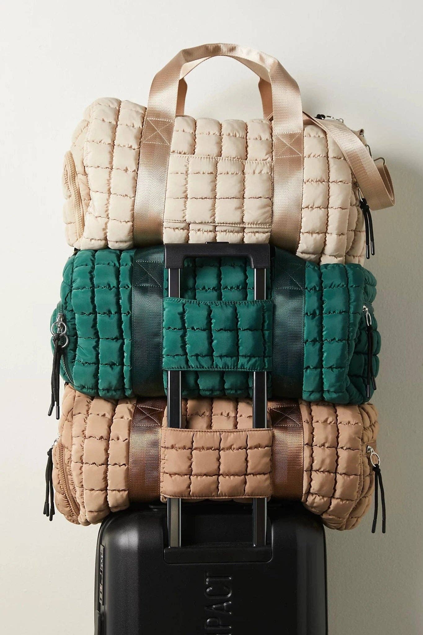 Quilted Puffer Weekender/Duffel Bag: Sage