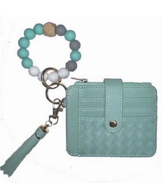 Nina Quilted Beaded Keychain Bracelet Wallet