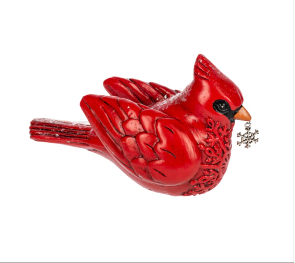 Cardinal with Snowflake Figurine