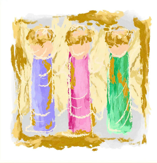 Emmalee 3- Gold Angels Square Pillow Swap - Luckybird