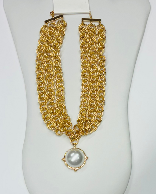 3-Layer Gold Pearl Necklace