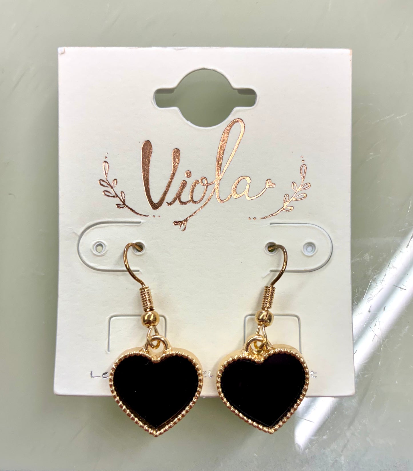 Viola Heart Shaped Dangle Earrings