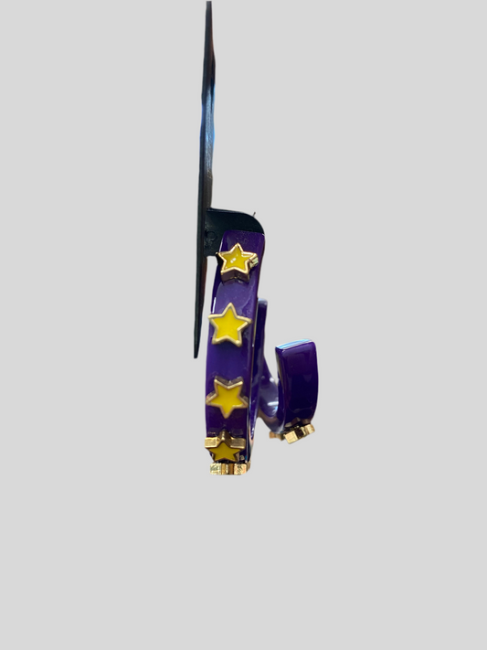Star Game Day Earrings Purple & Gold Hoops