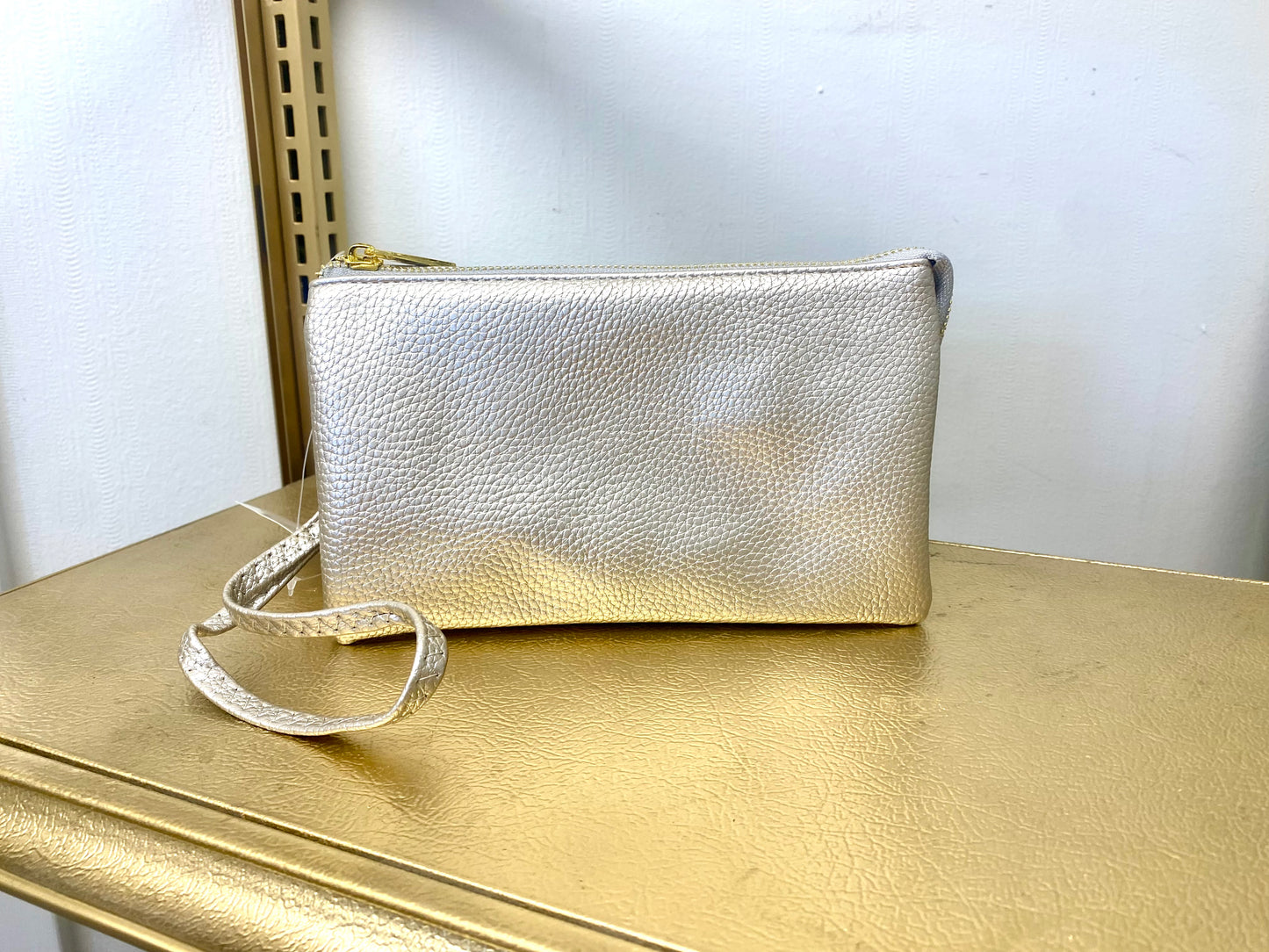 Faux Leather 3-Compartment Wrislet/Crossbody