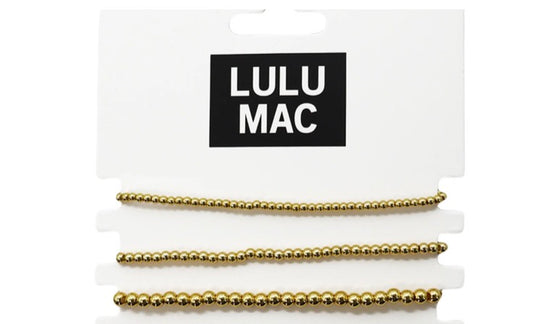 LULU MAC 3- Strand Gold Beaded Bracelets