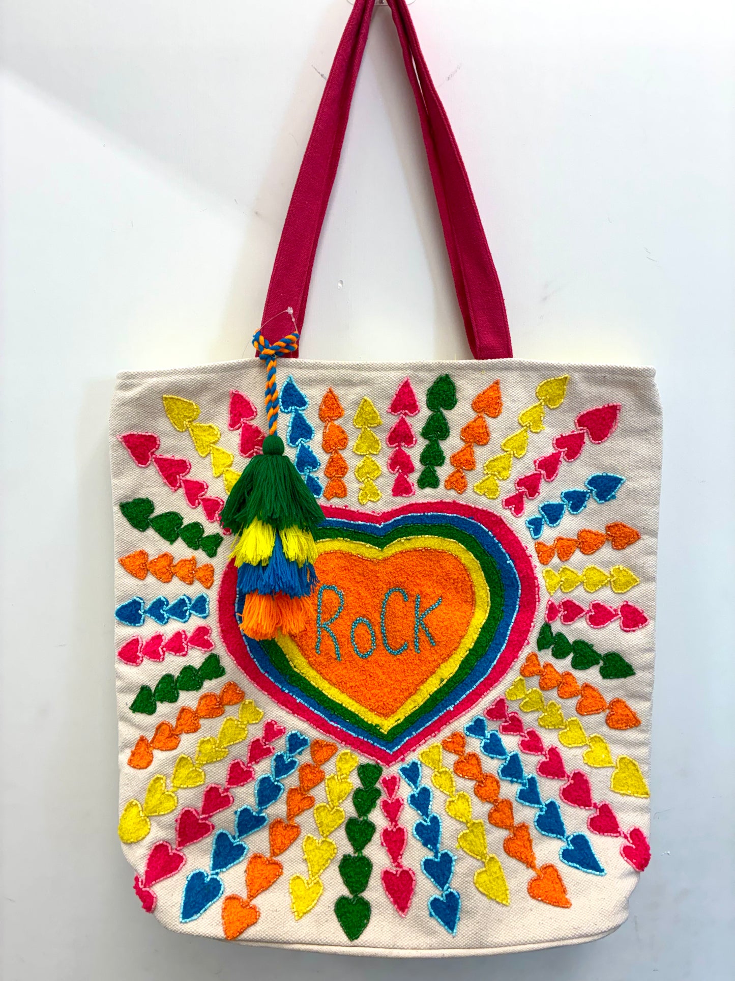 Love Rocks Canvas & Beaded Tote Bag