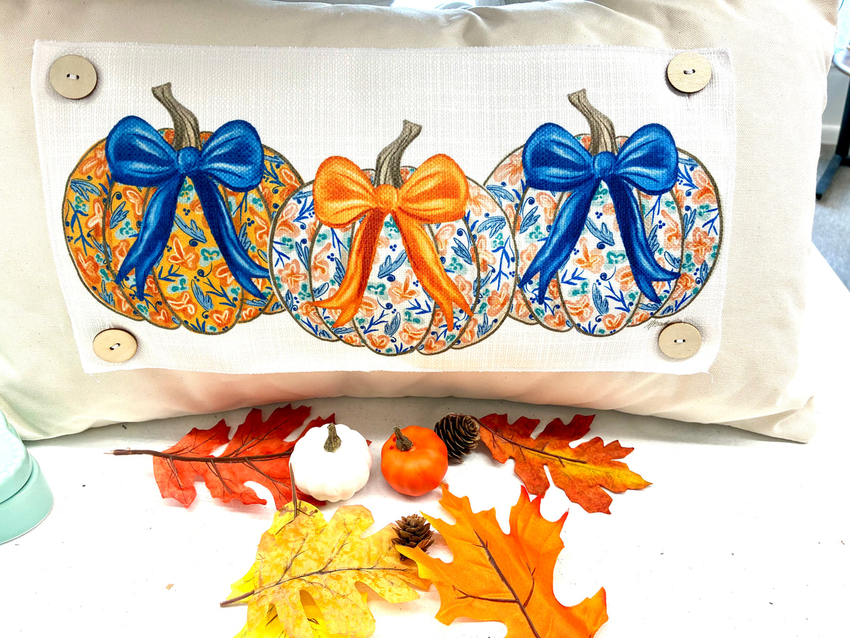 Orange and Blue Pattern Pumpkins Lumbar Swap