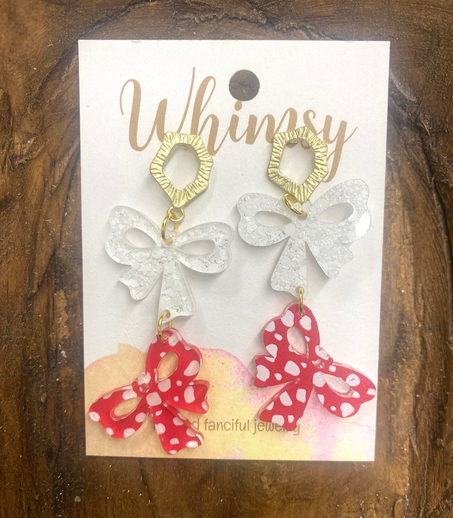 Red and white polka dot earrings