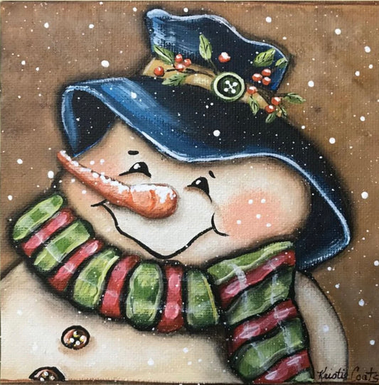 Kristie Snowman with Blue Hat Square Pillow Swap - Luckybird