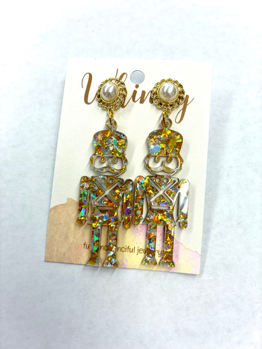 Gold Iridescent Nutcracker Earrings