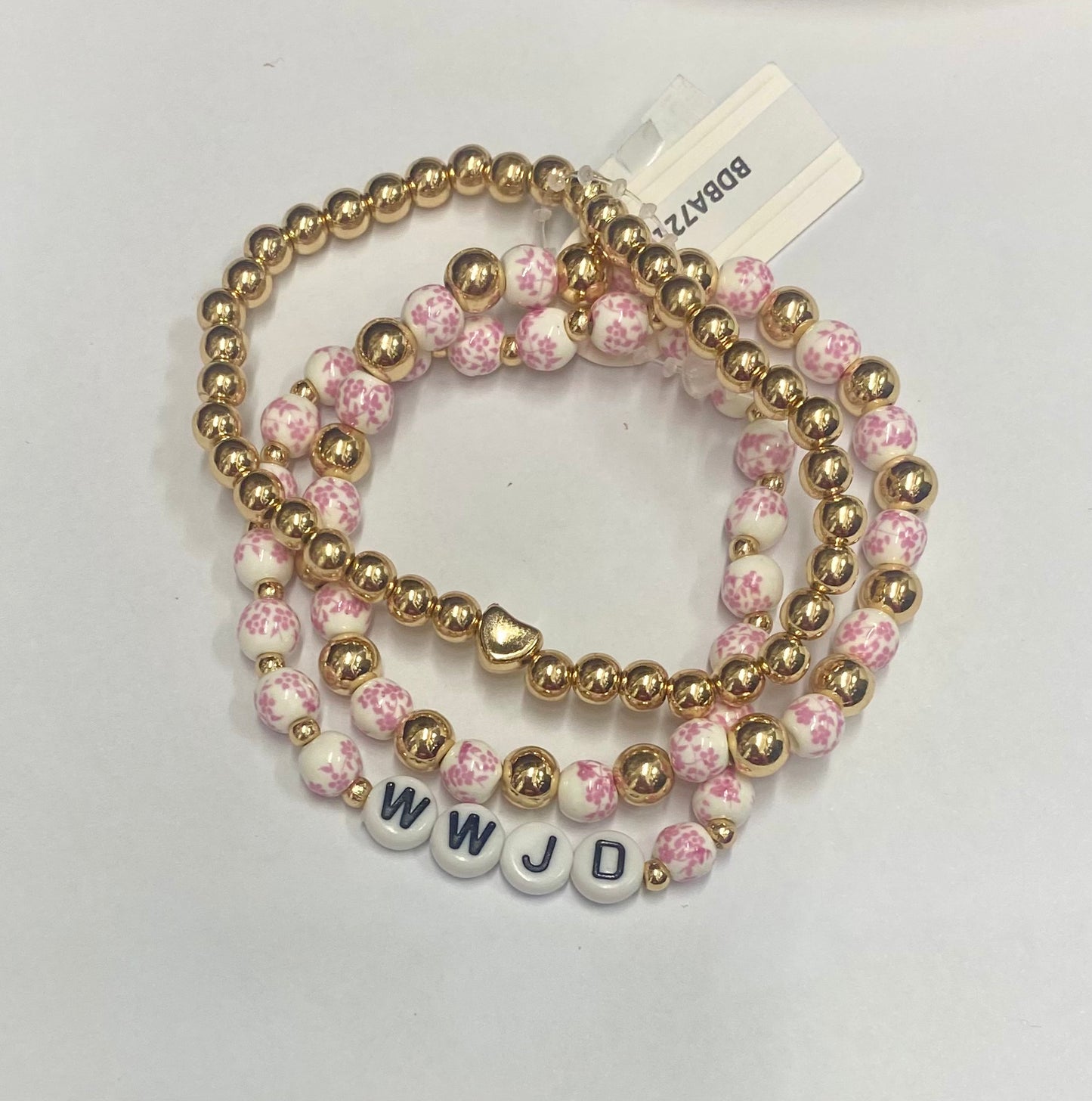 WWJD 3-Strand Beaded Bracelet