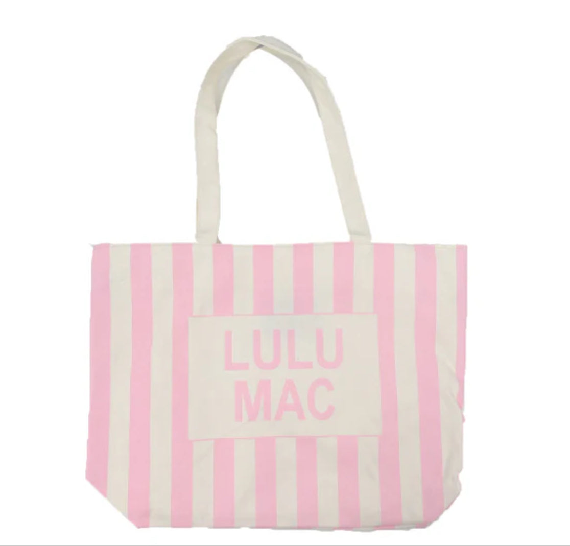 LULU MAC Pink/White Stripe Canvas Tote