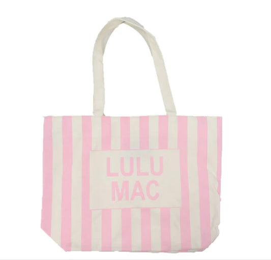 LULU MAC Pink/White Stripe Canvas Tote