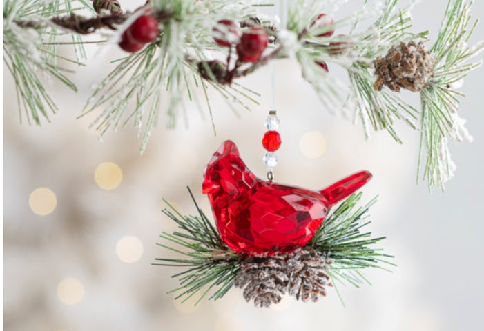 Winter Pine 3.5” Cardinal Ornament - Ganz Crystal Expressions