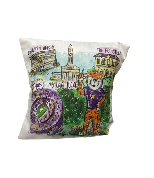 LSU Landmark Decorative Pillow 18x18
