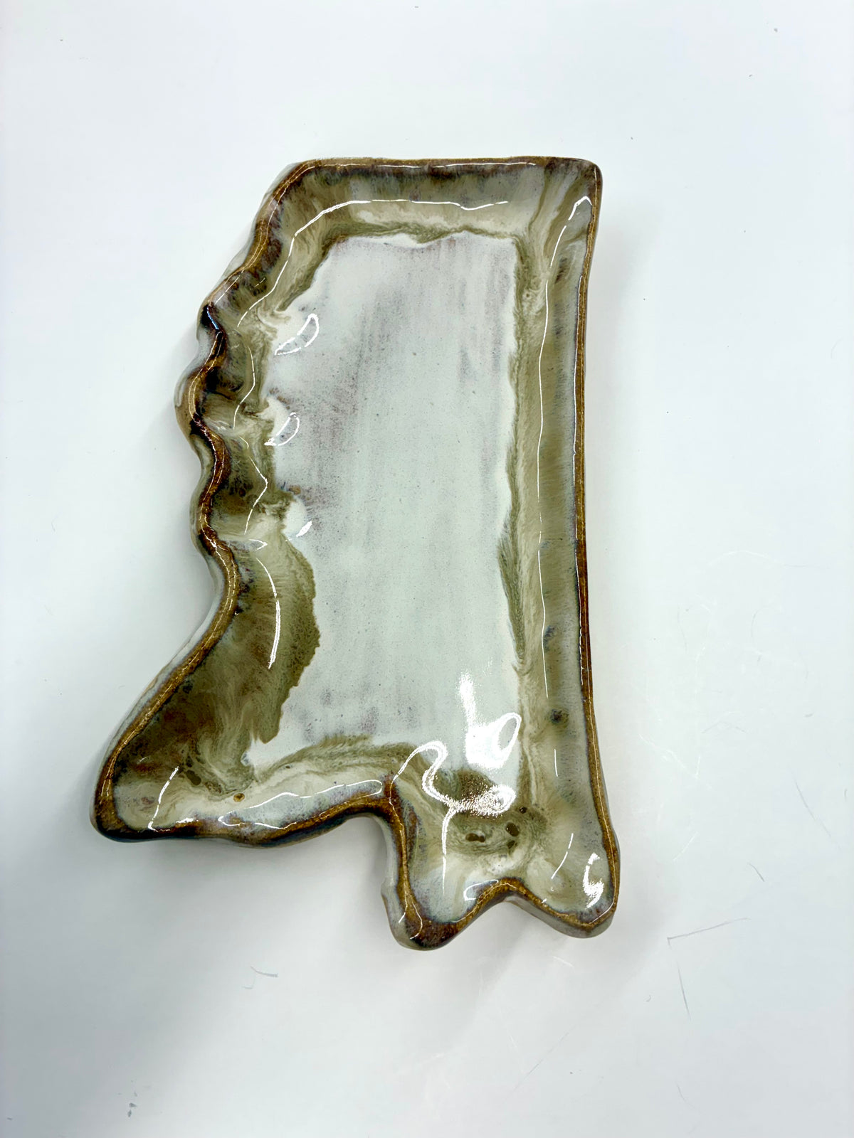 MS State Shaped Plate 8.5”x4.5” -Tab Boren Pottery #119