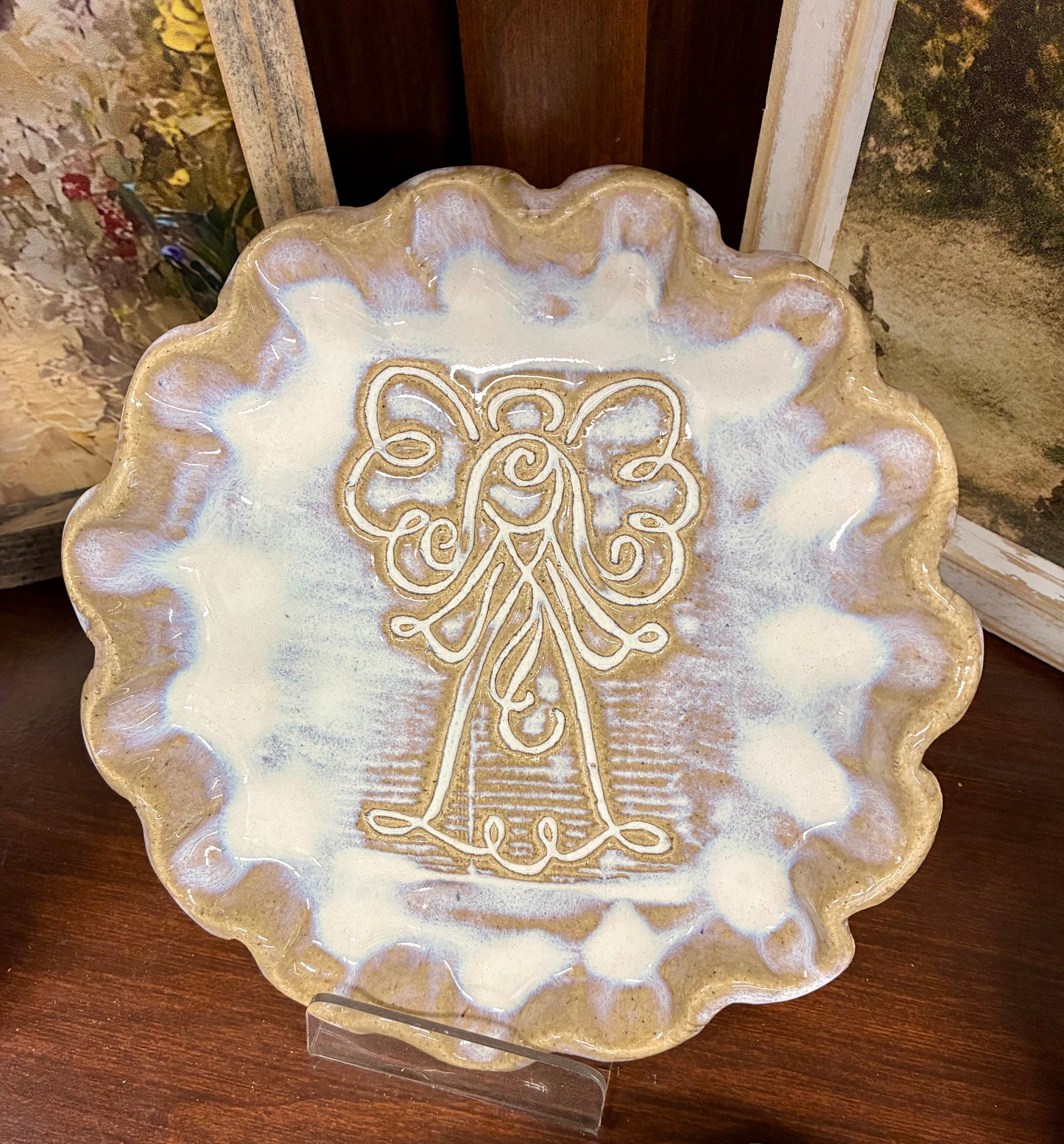 Scalloped Round Angel Dish Tab Boren Pottery