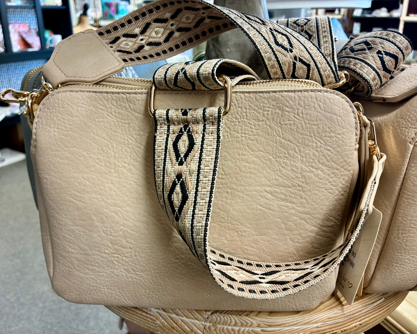 Mila 3 Compartment Crossbody Bag With Guitar Strap
