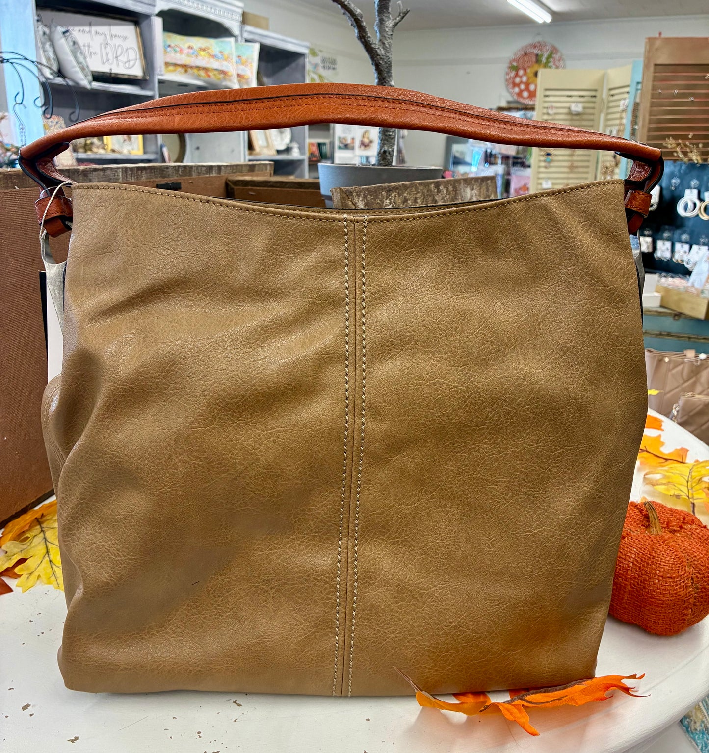 Side Metal Accent Hobo Bag: White