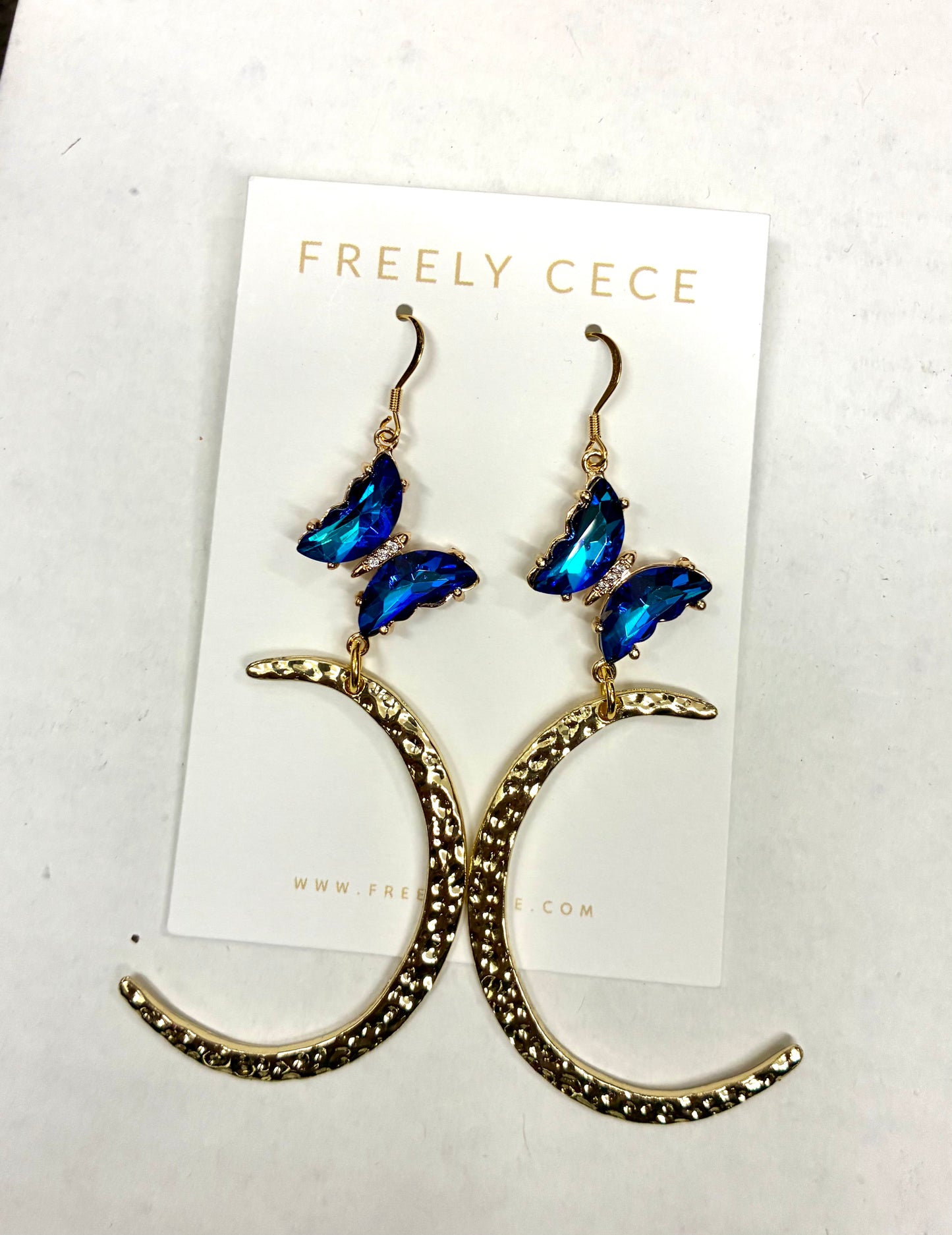 Gold Half Moon Butterfly Earrings / Freely CeCe