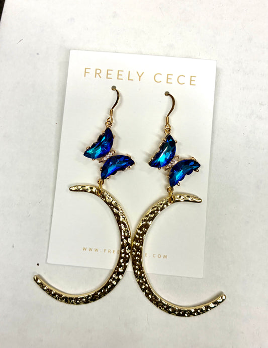 Gold Half Moon Butterfly Earrings / Freely CeCe