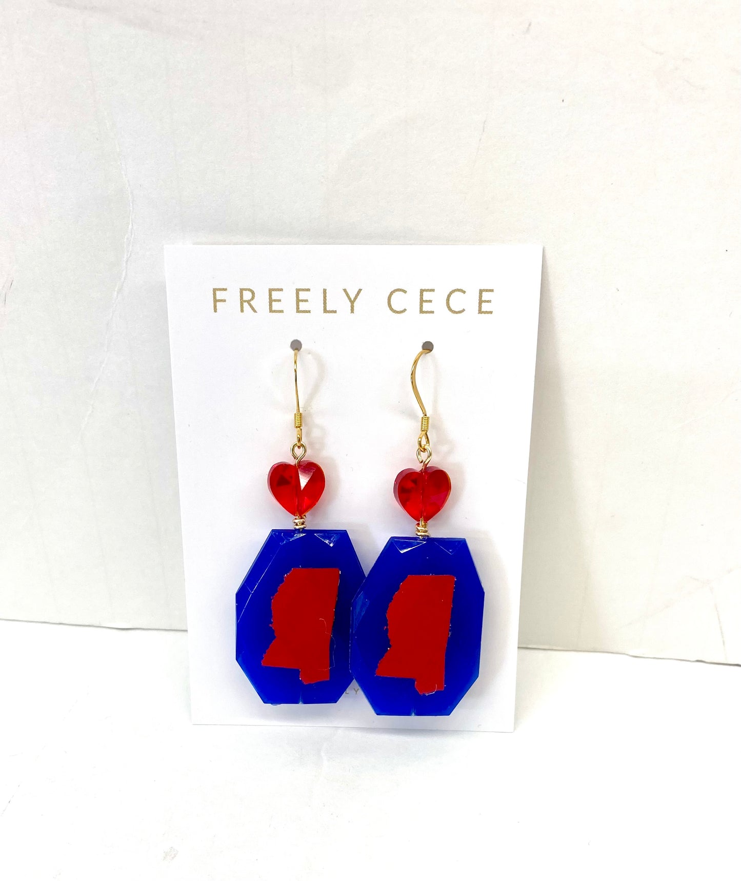 Blue and Red Mississippi Earrings / Ole Miss Rebels