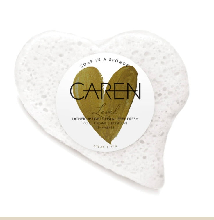 Caren Soap Sponge (LOVED) White Heart