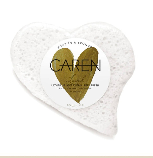 Caren Soap Sponge (LOVED) White Heart