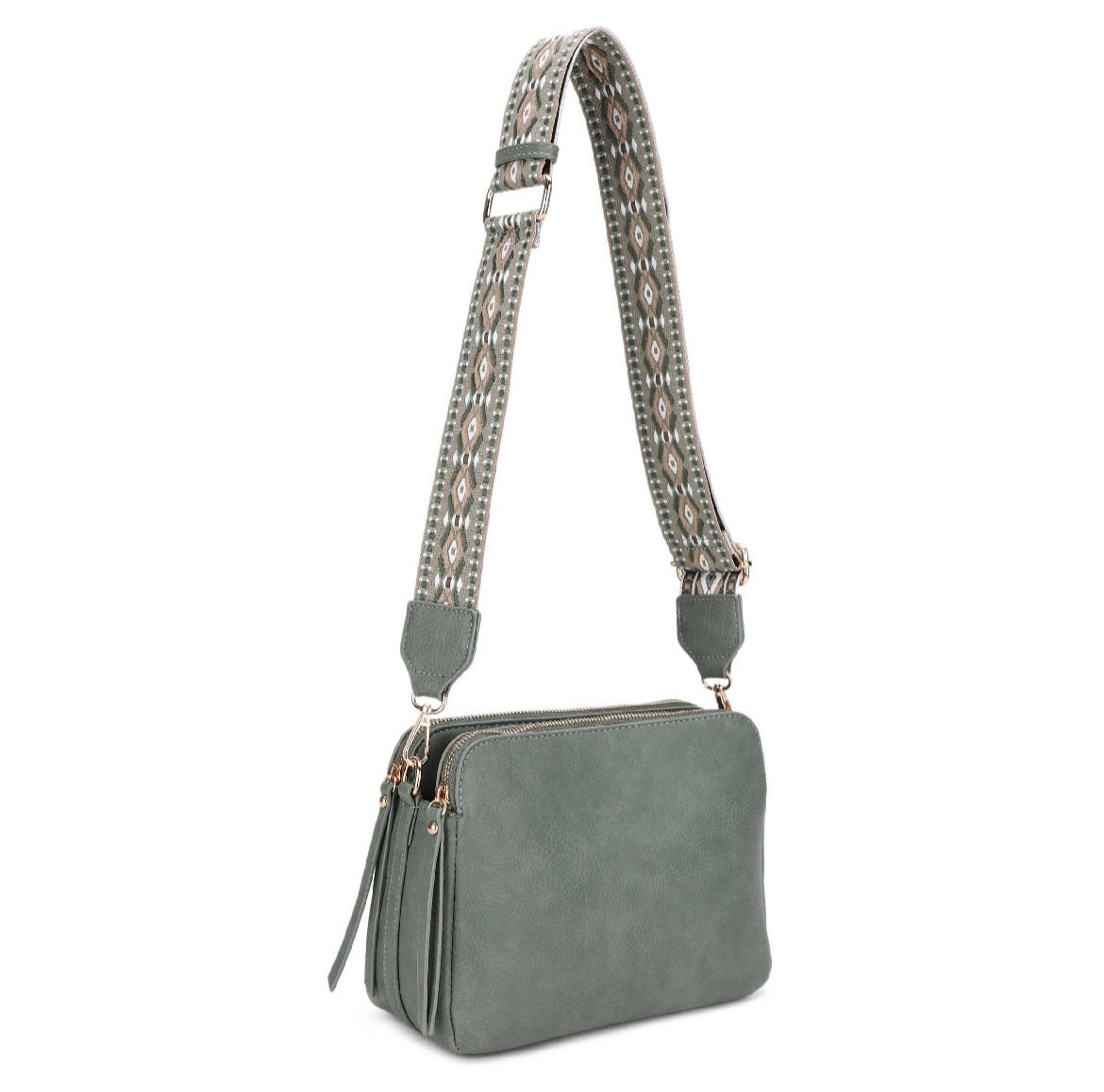 Mila 3 Compartment Crossbody Bag With Guitar Strap