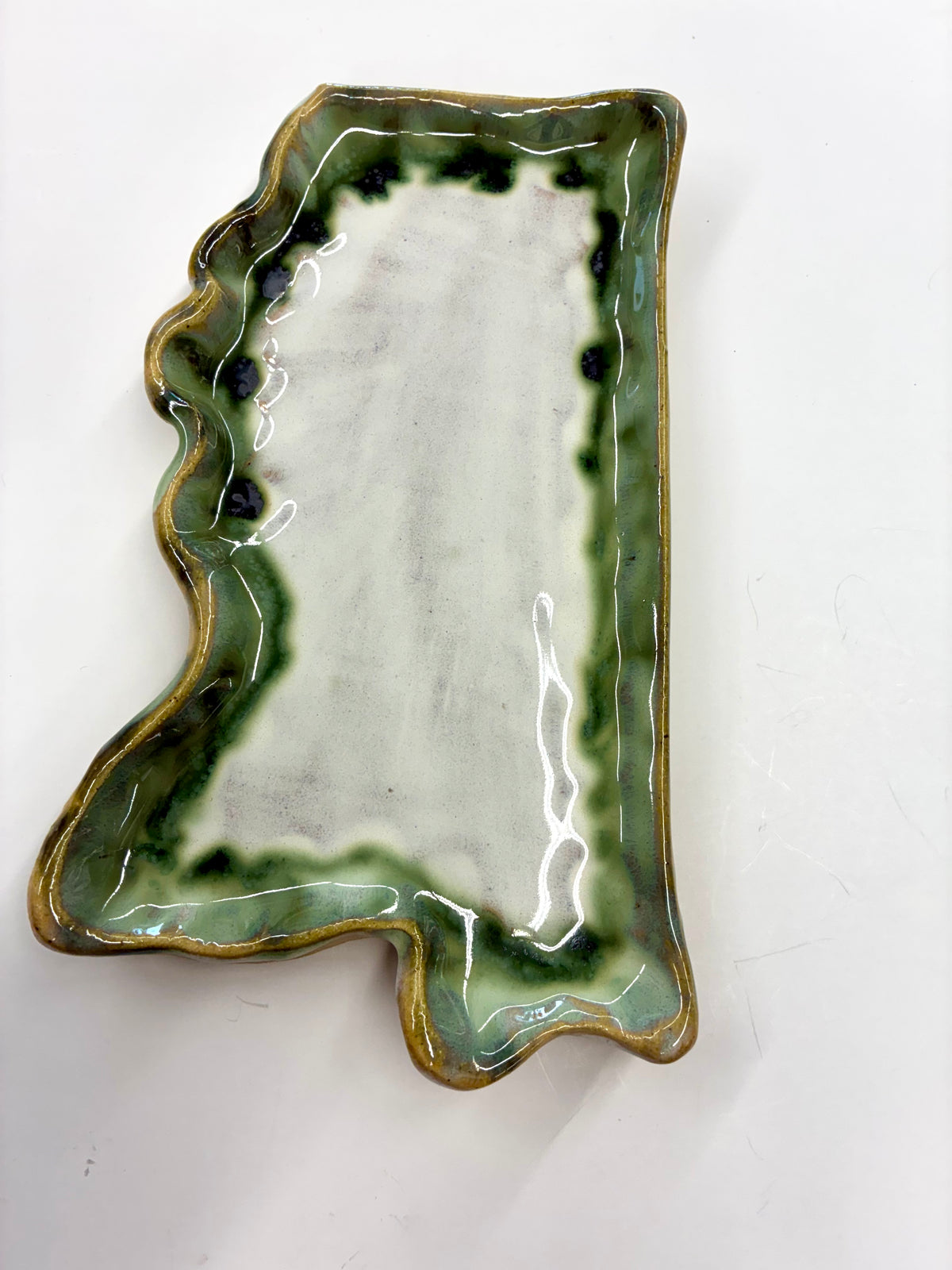 MS State Shaped Plate 8.5”x4.5” -Tab Boren Pottery #119