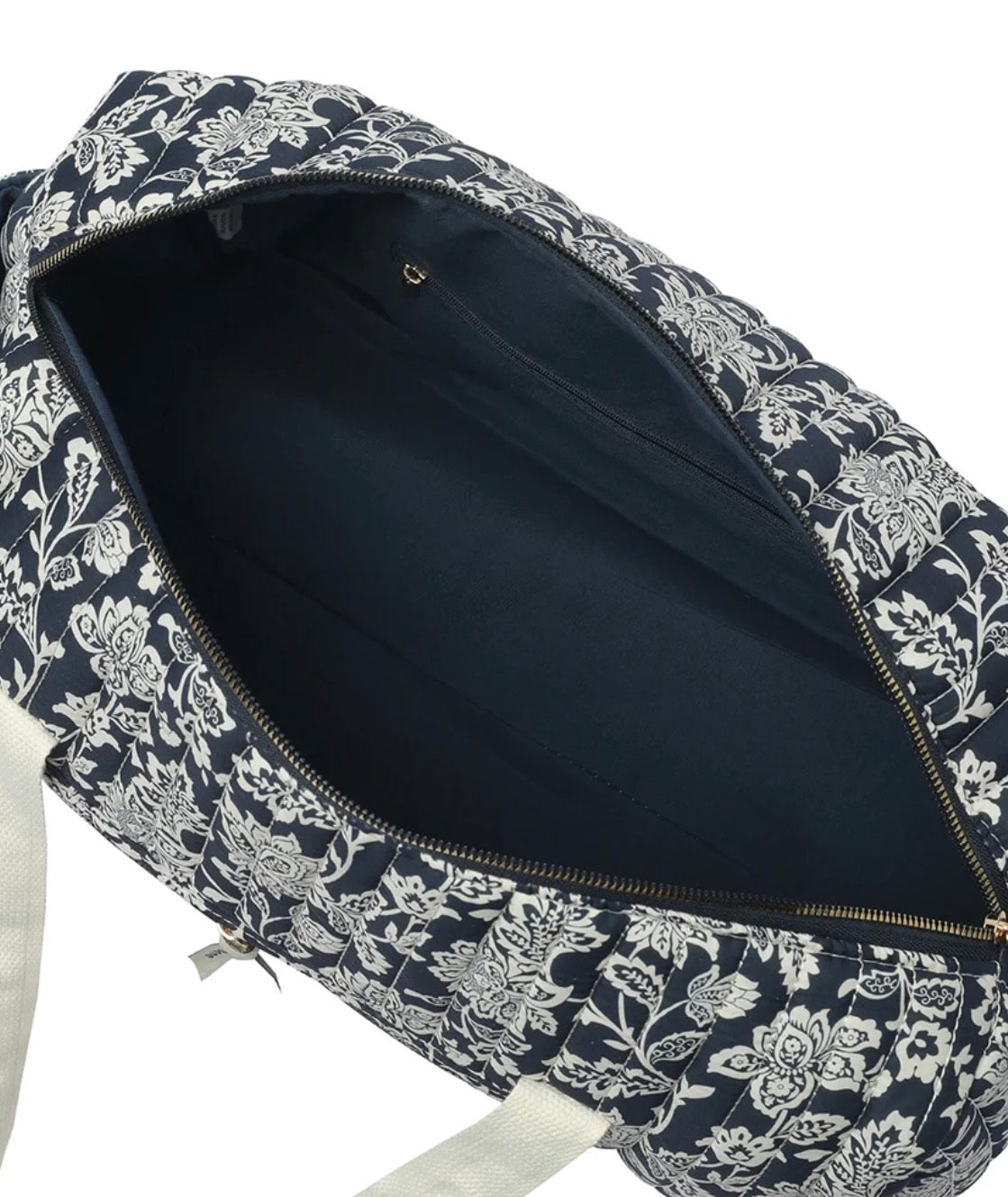 Navy Floral Quilted Weekender Tote Bag