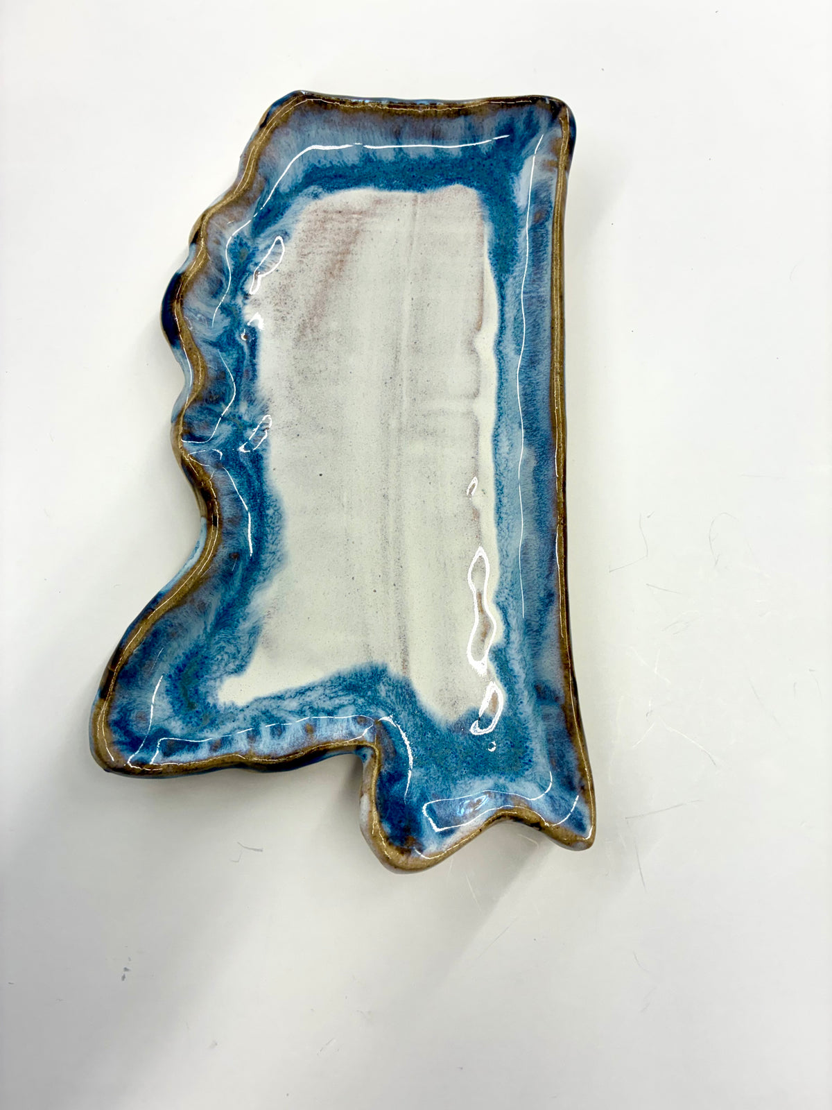 MS State Shaped Plate 8.5”x4.5” -Tab Boren Pottery #119