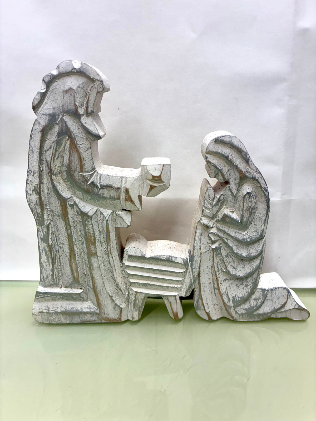 Whitewashed Wood Nativity Scene