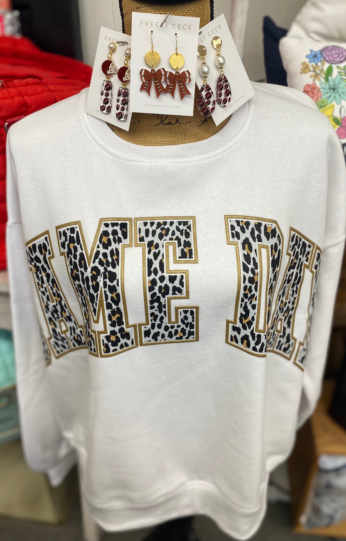 Leopard “Game Day” arch White Long Sleeve Blousant Royce Fleece