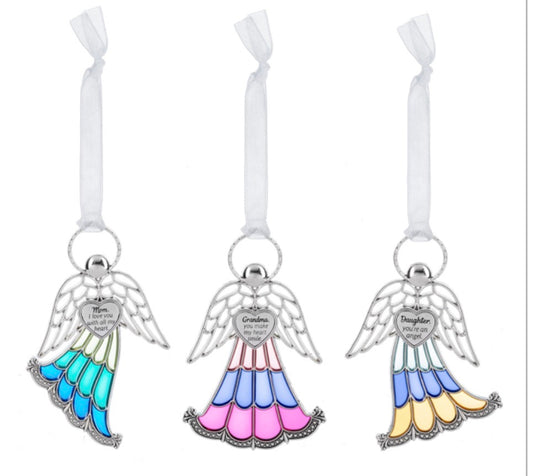 Ganz Stained Glass Miniature Angel Ornaments