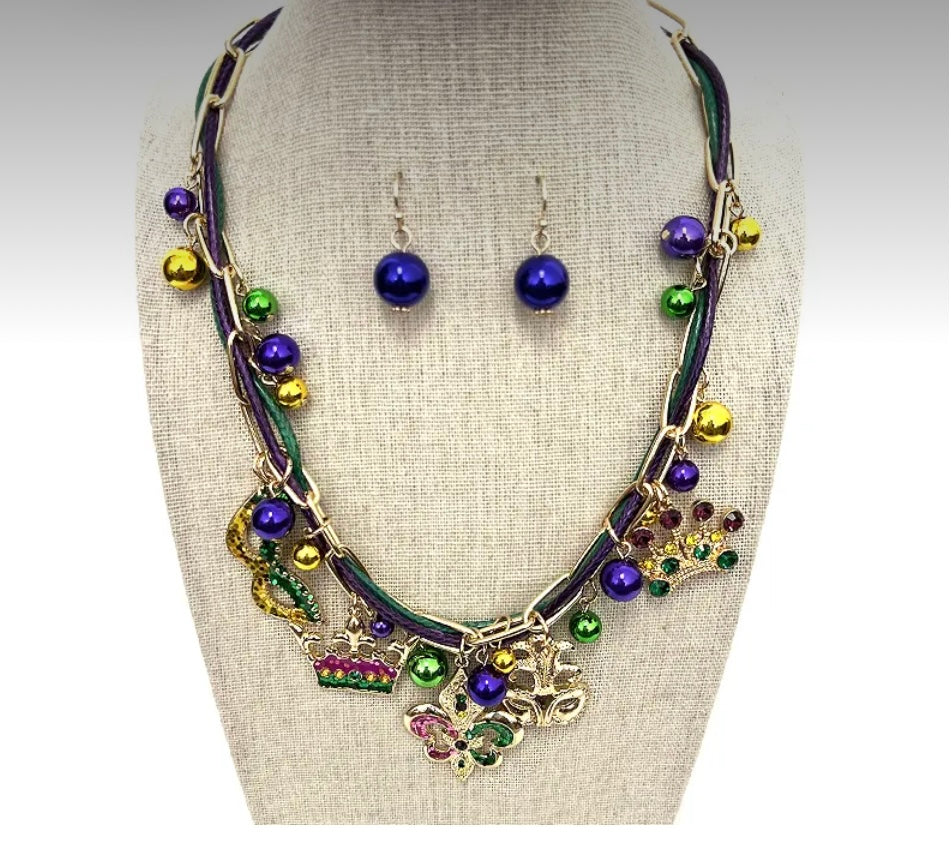 Mardi Gras Charm Necklace