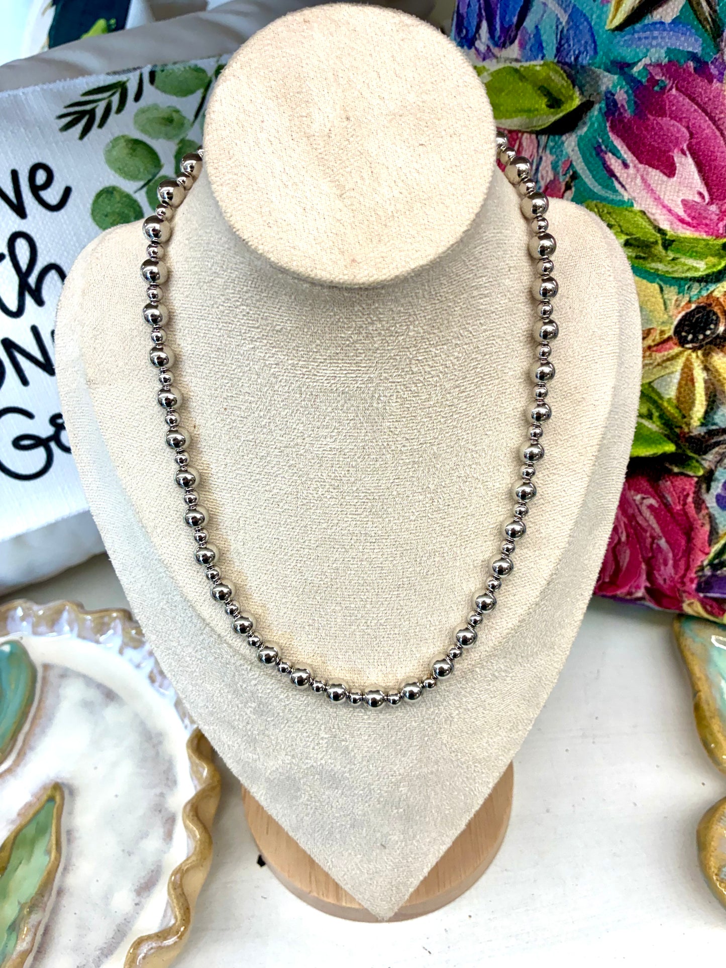 Gold Beaded Necklace / Silver Beaded Necklace