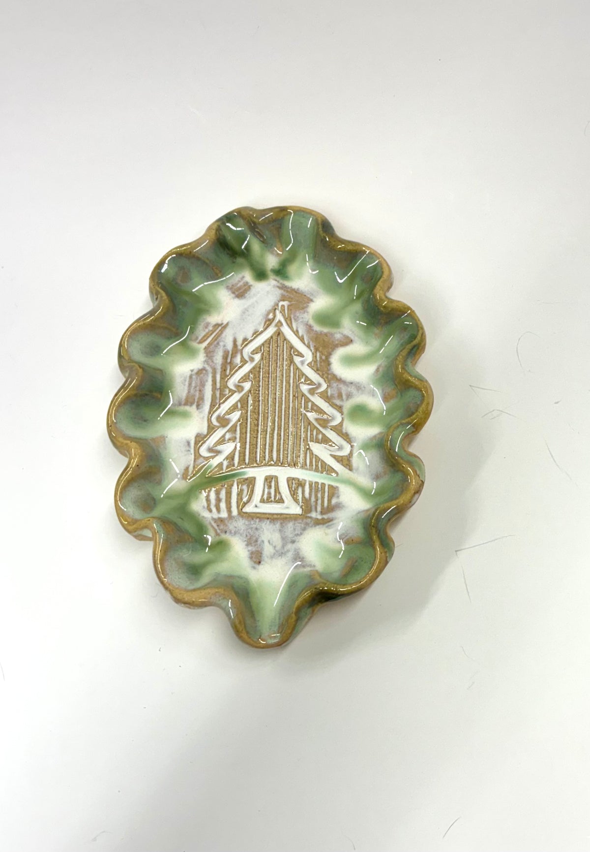Evergreen Accent Dish 6.5x4.5” - Tab Boren Pottery #205
