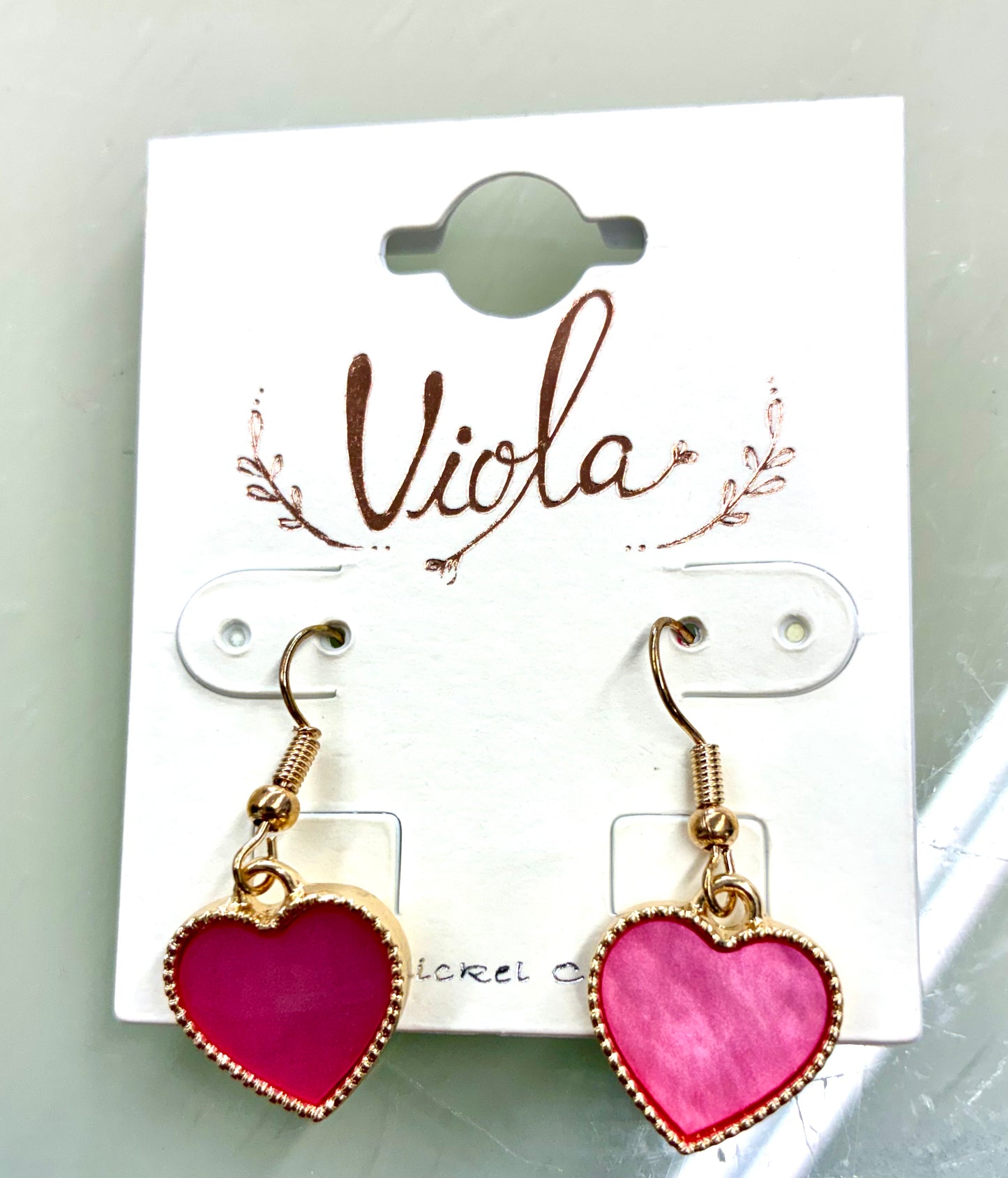 Viola Heart Shaped Dangle Earrings