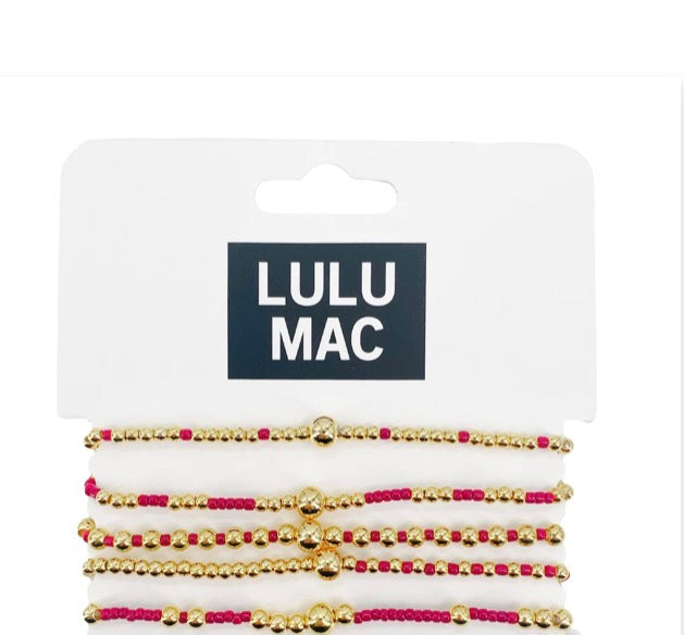 LULU MAC Red & Gold 5-Strand Bracelet