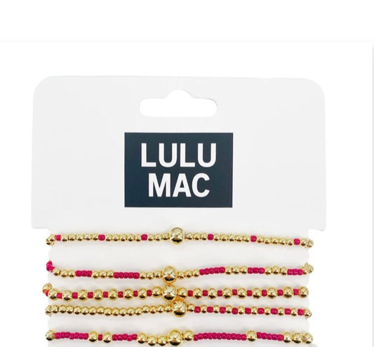 LULU MAC Red & Gold 5-Strand Bracelet