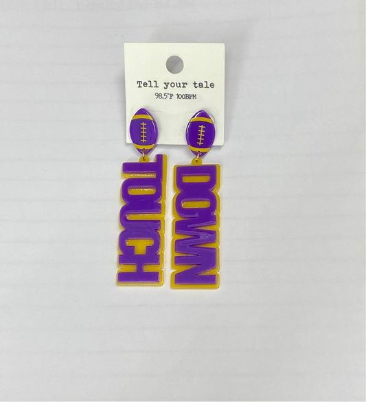 Touch Down Purple & Gold Earrings