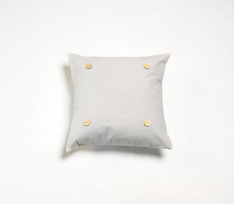 Lucky Bird Square Natural and White Washed Button Pillows